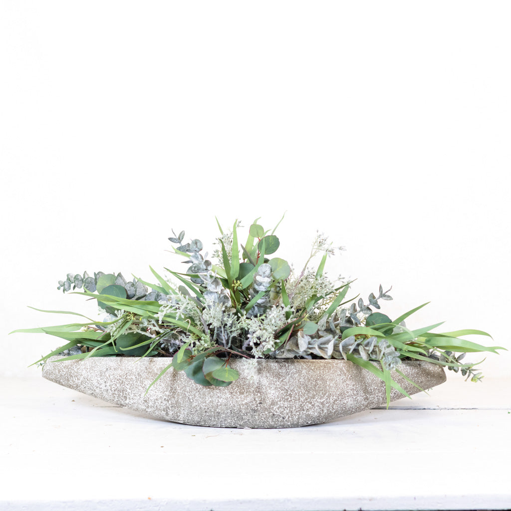 Faux Real Eucalyptus Blend Elongated Centerpiece Drop In