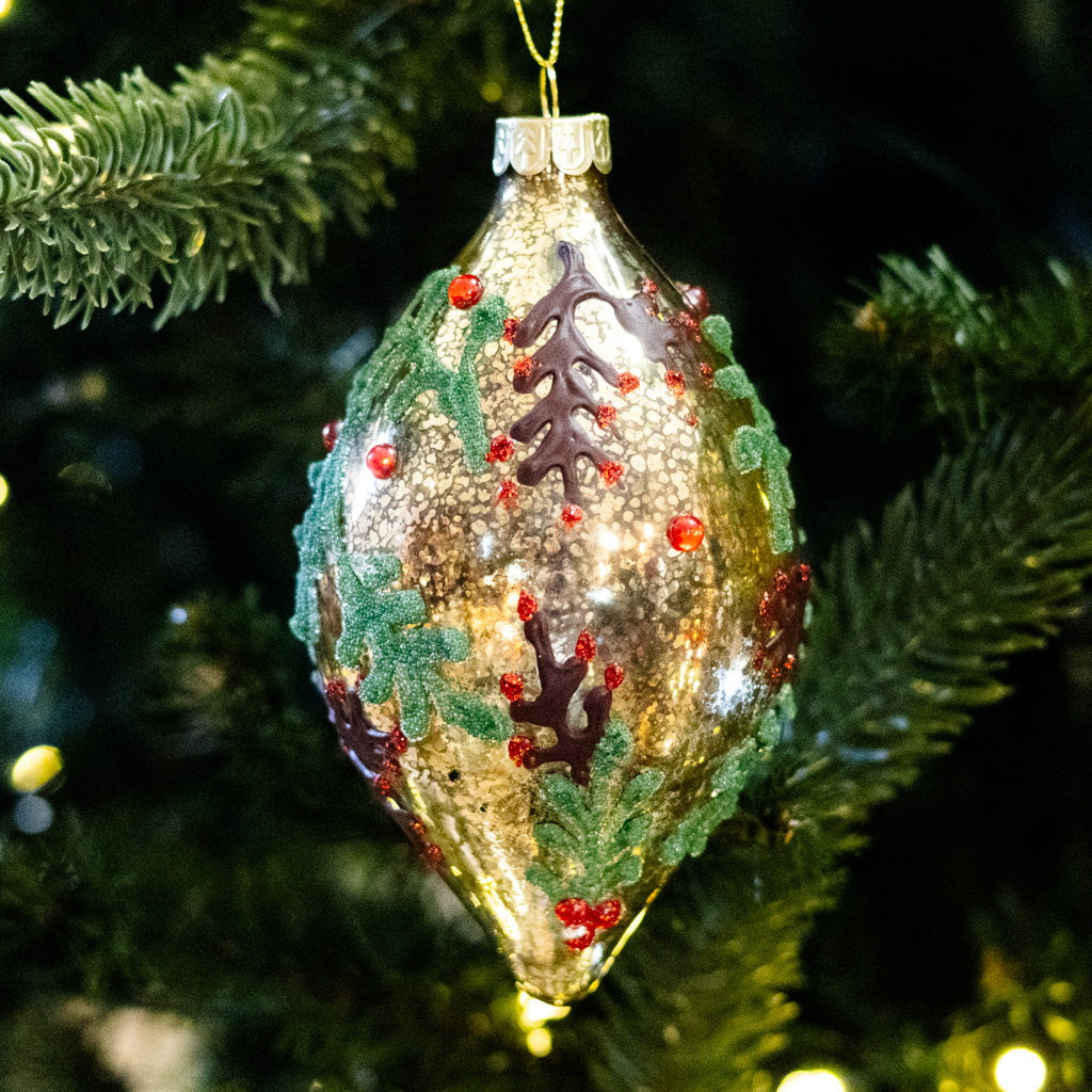 Holly Berry Teardrop Ornament