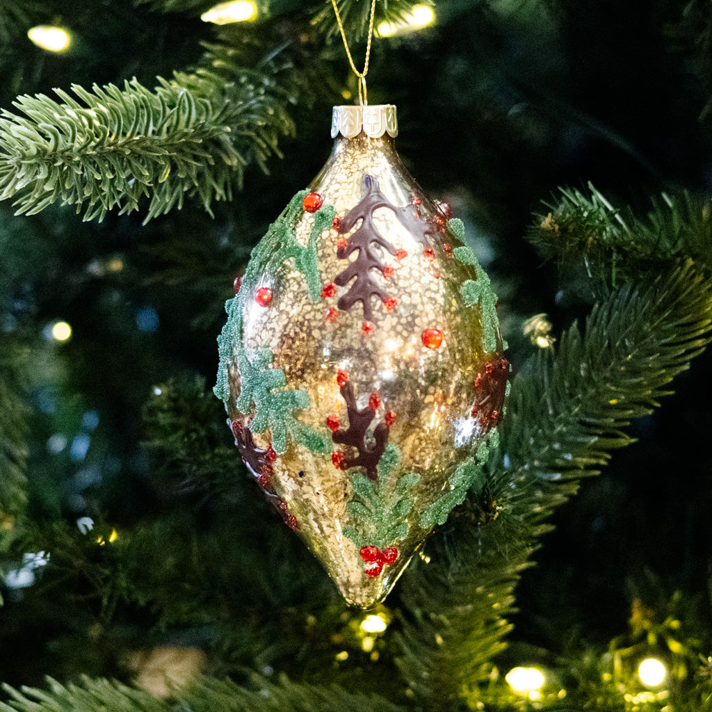 Holly Berry Teardrop Ornament