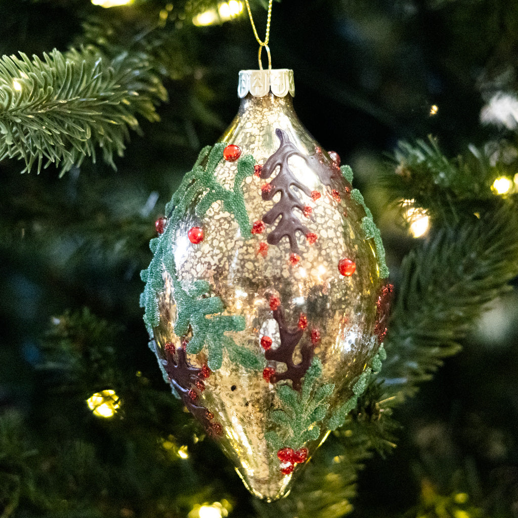 Holly Berry Teardrop Ornament