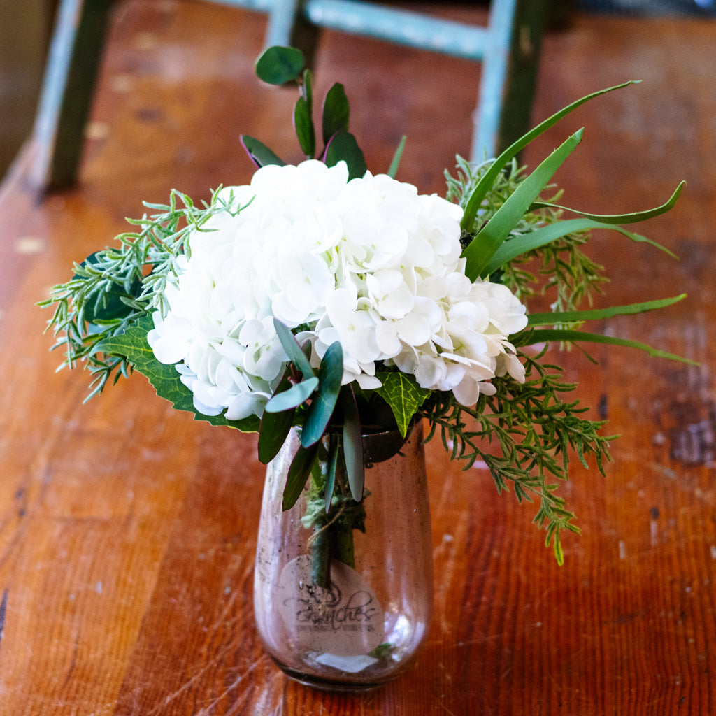 Single White Hydrangea Bouquet Drop In
