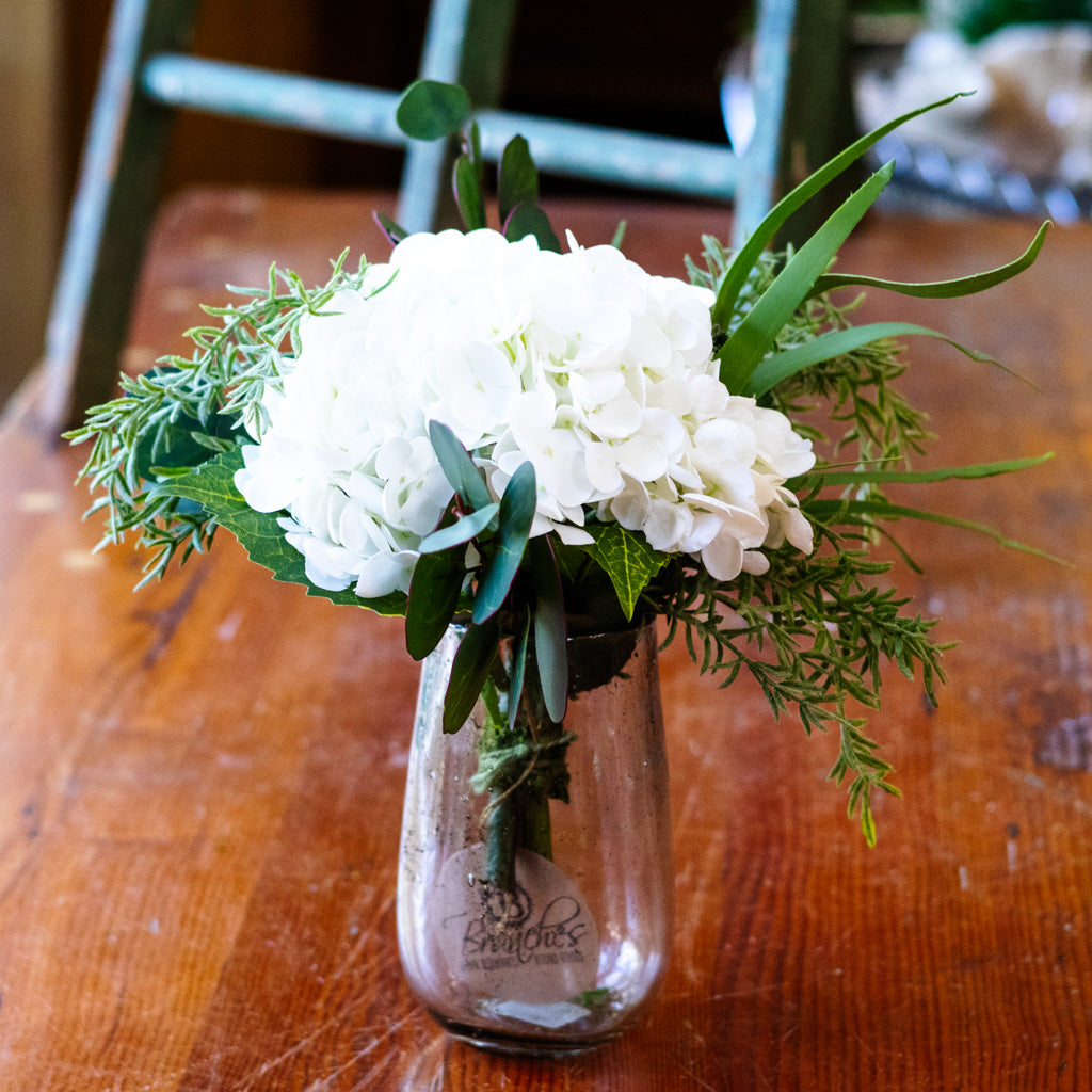 Single White Hydrangea Bouquet Drop In