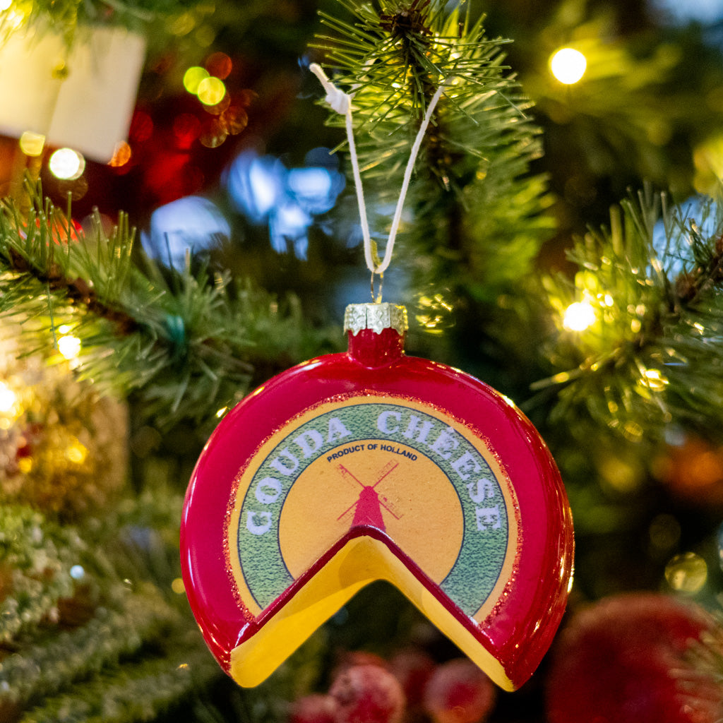Gouda Cheese Wheel Glass Ornament