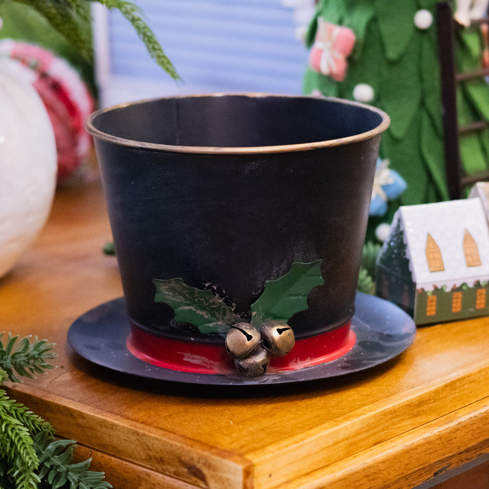 Metal Snowman Hat Planter