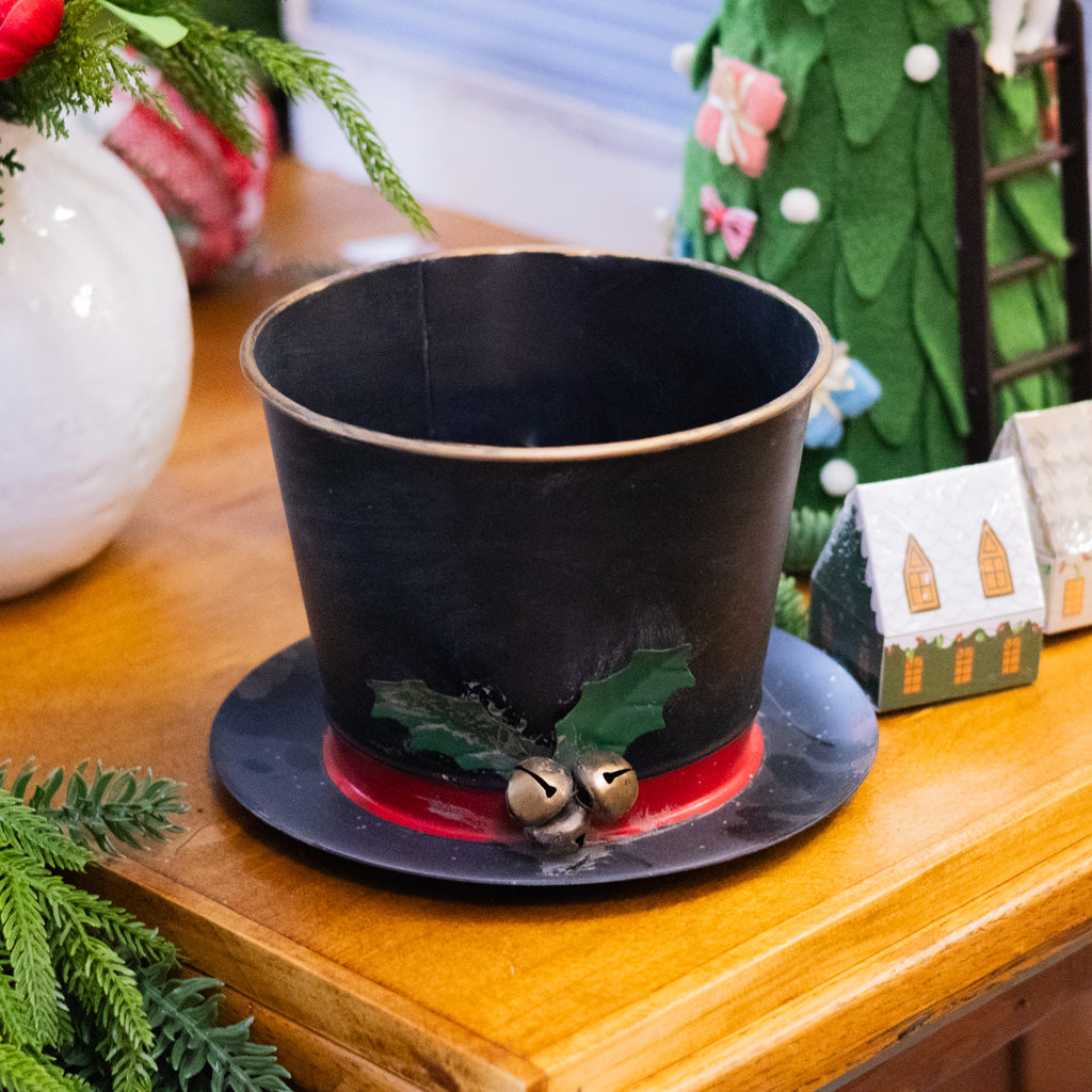 Metal Snowman Hat Planter