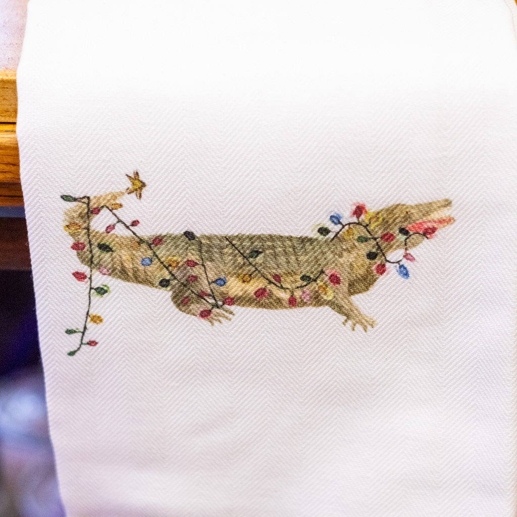 Christmas Alligator Dish Towel