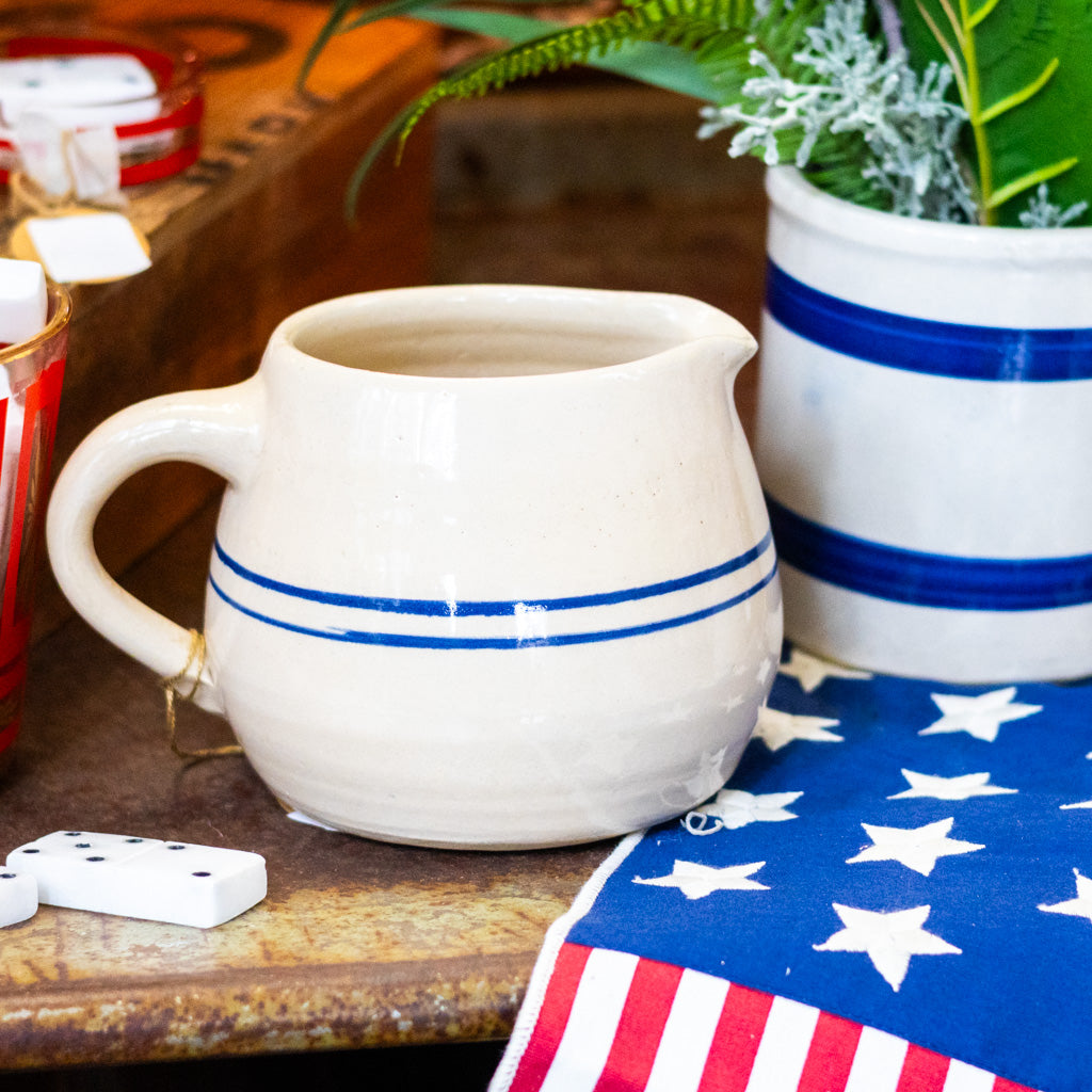Blue and White Pitcher