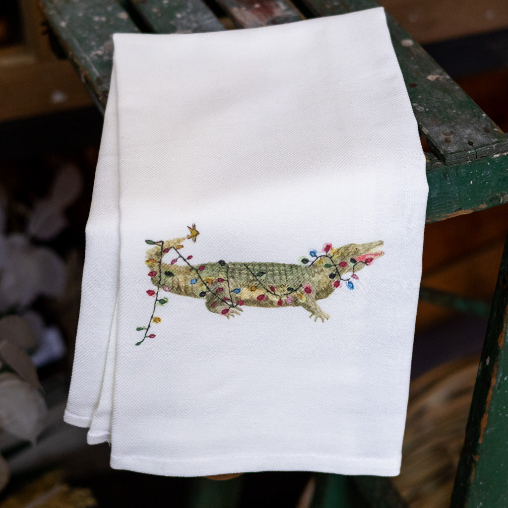 Christmas Alligator Dish Towel