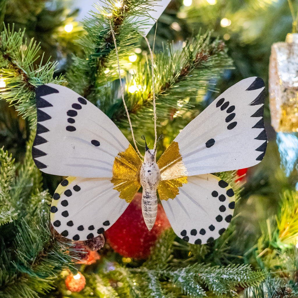 Large Paper Moth with Gold Markings Ornament