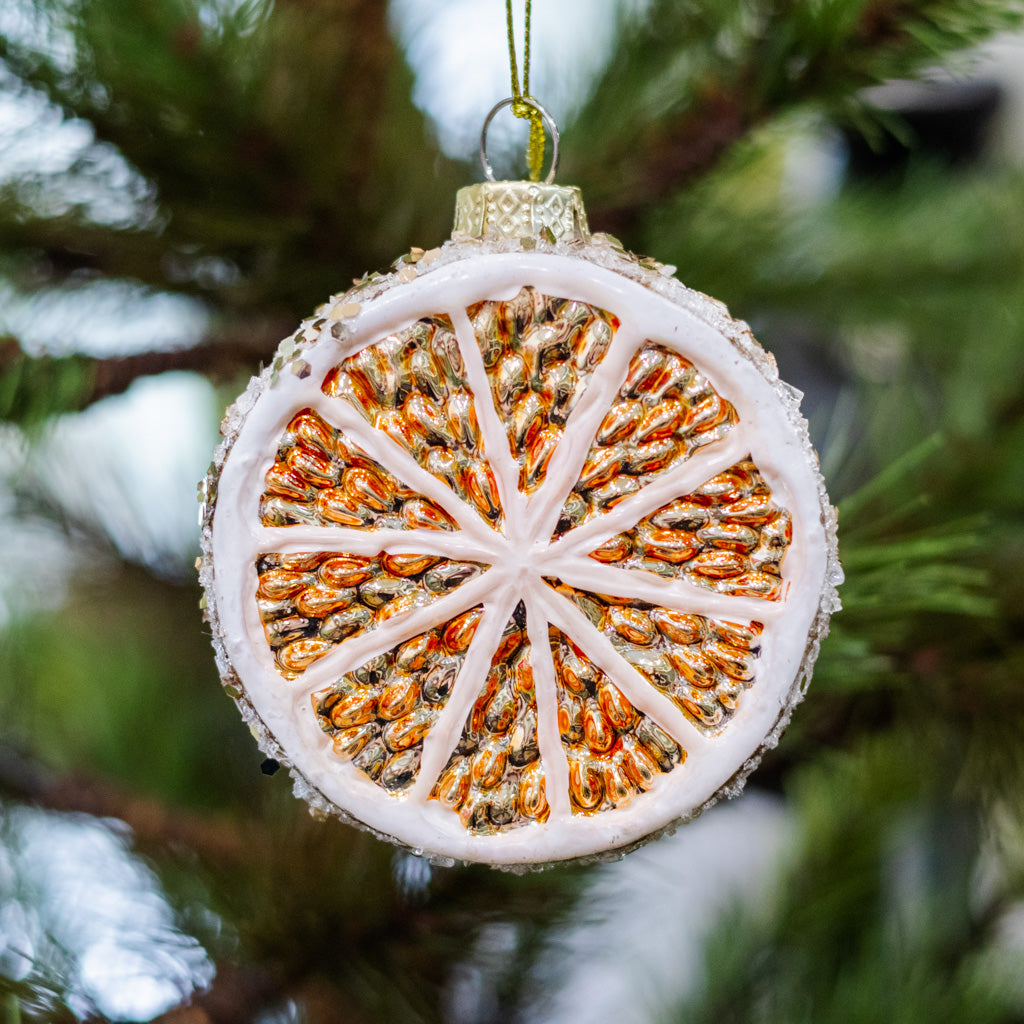 Glass Sliced Lemon Fruit Ornament