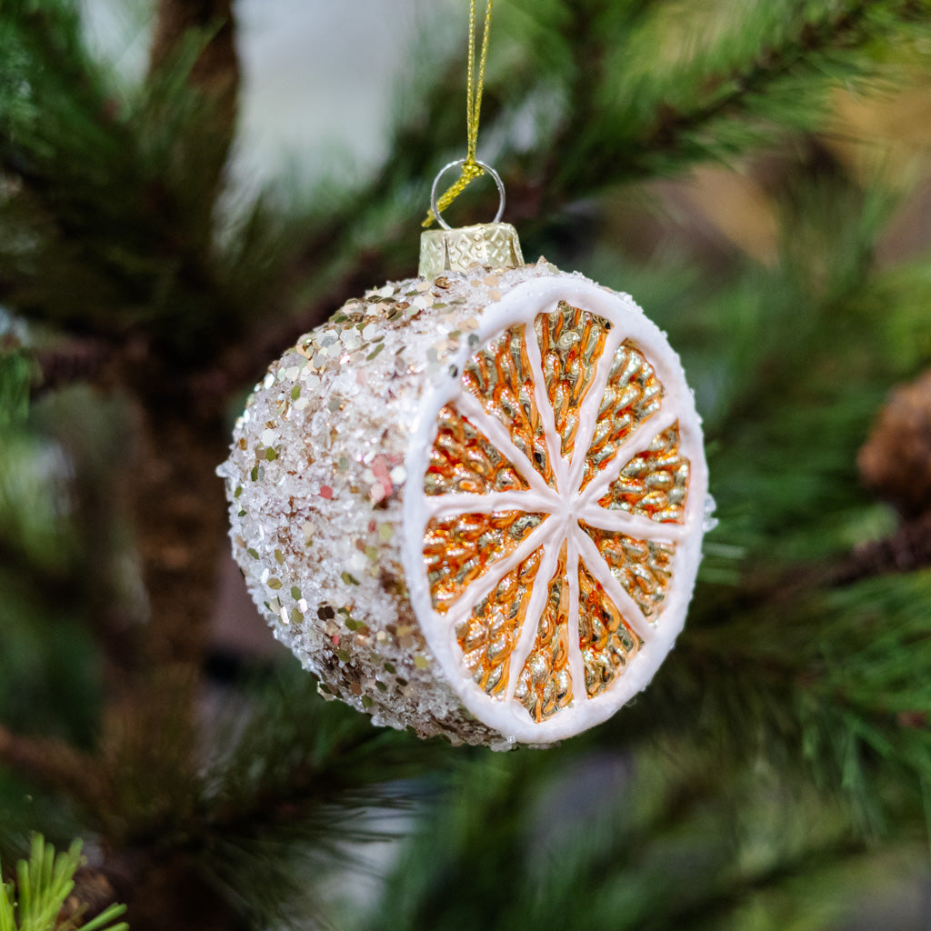 Glass Sliced Lemon Fruit Ornament