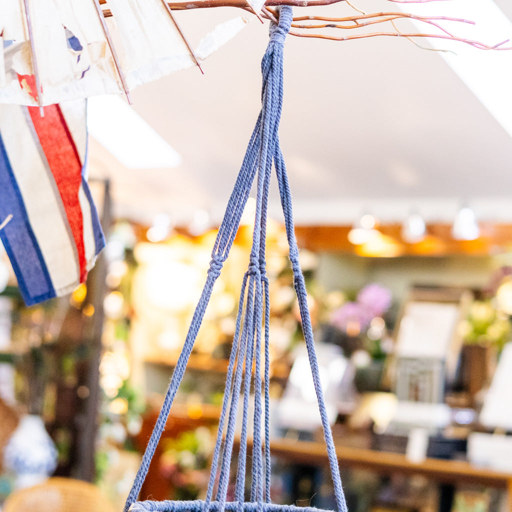 Grey Macrame Hanging Plant Hanger
