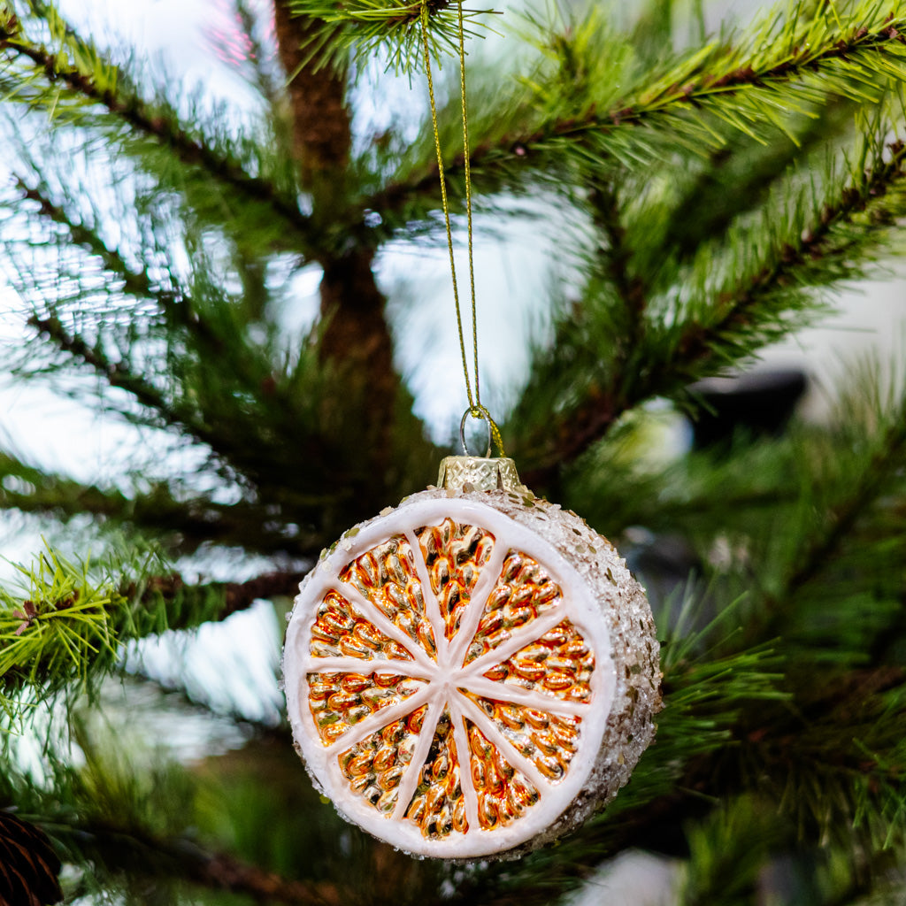 Glass Sliced Lemon Fruit Ornament