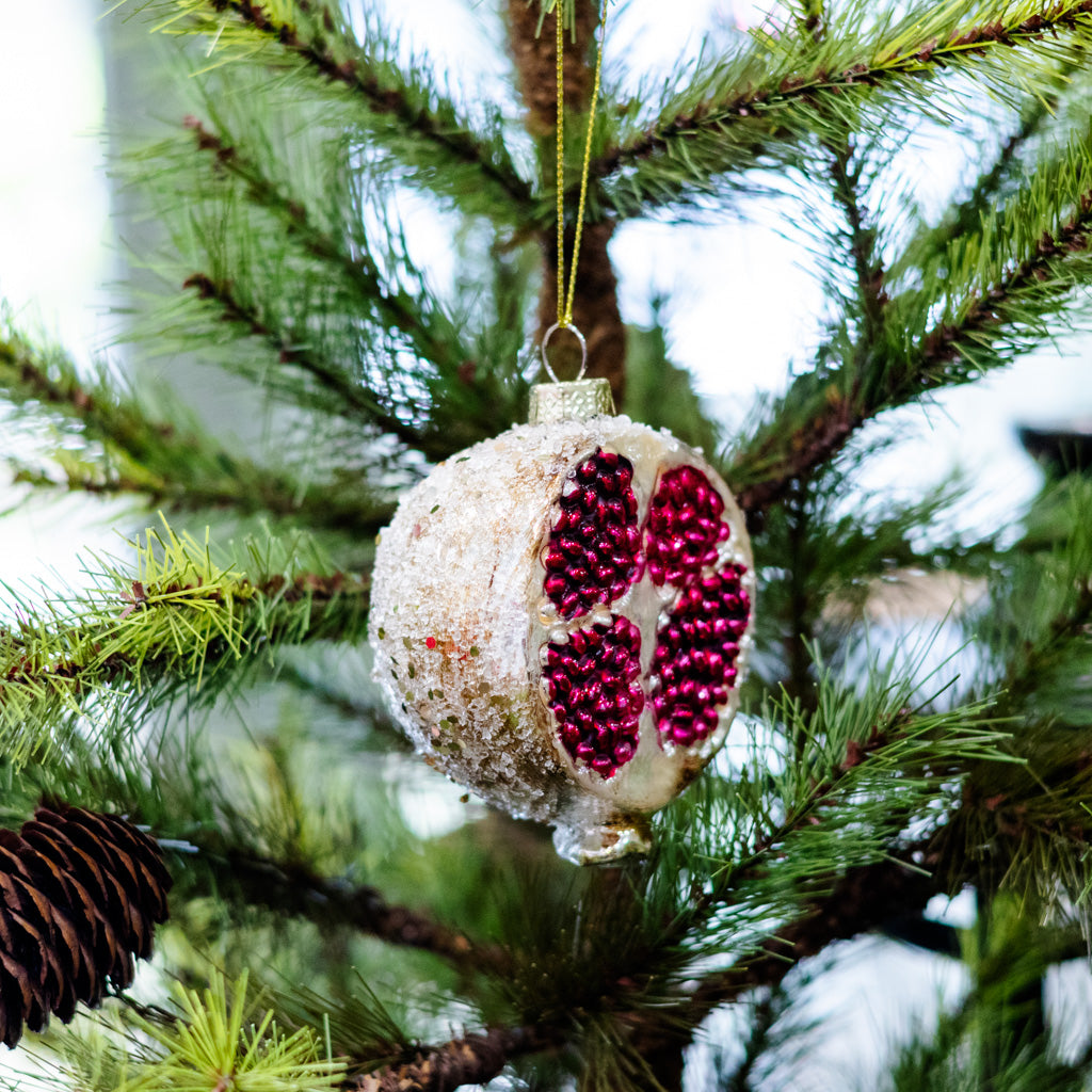 Glass Sliced Pomegranate Fruit Ornament