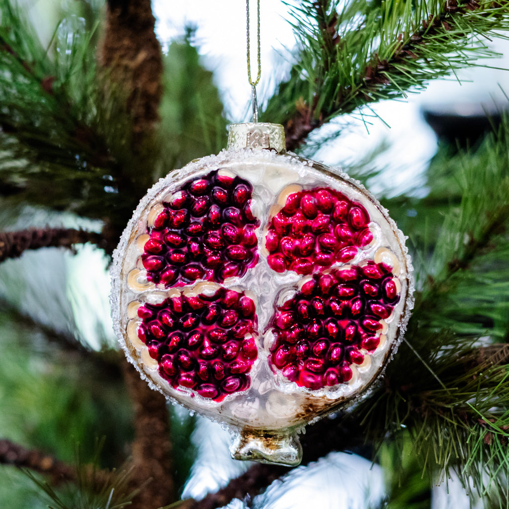 Glass Sliced Pomegranate Fruit Ornament