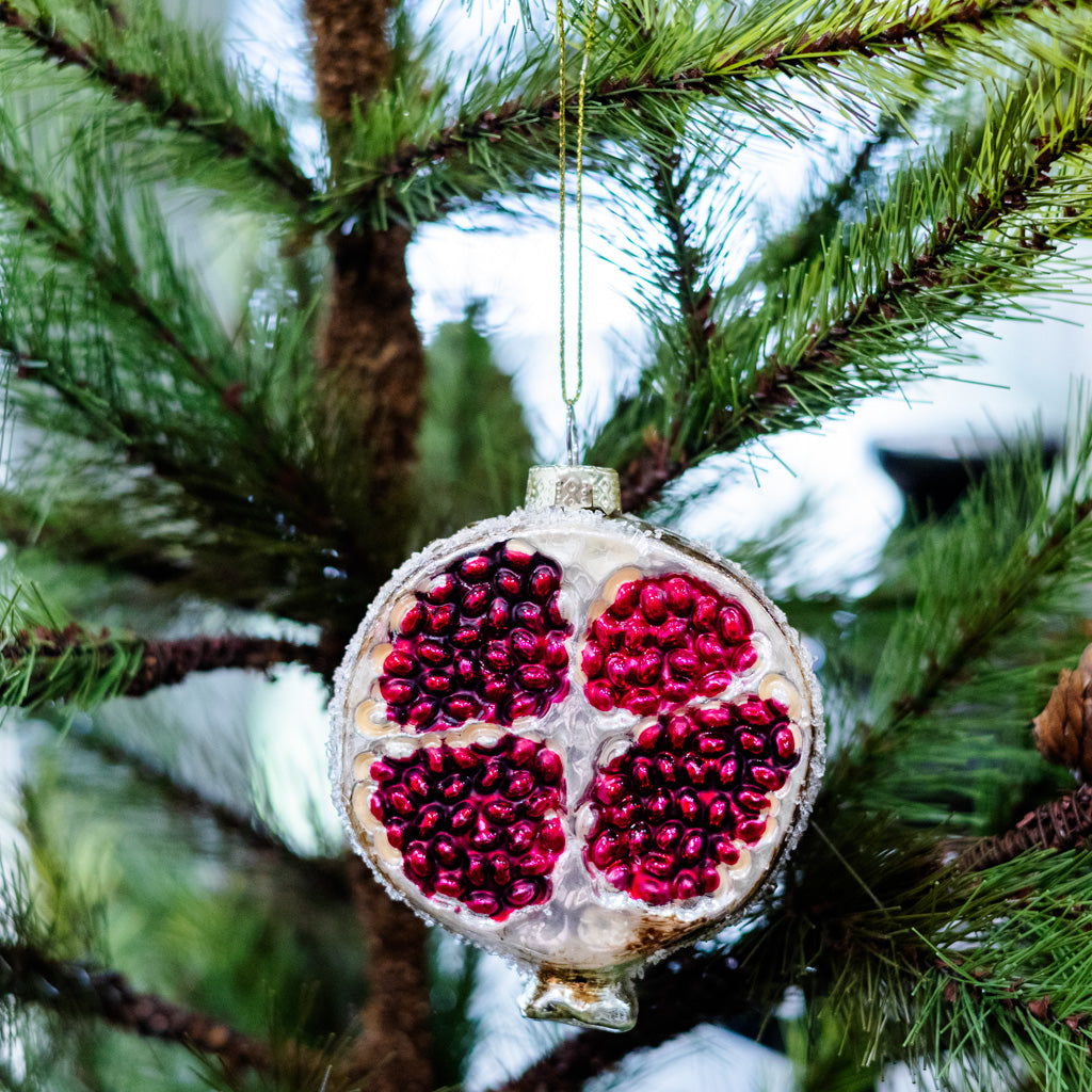Glass Sliced Pomegranate Fruit Ornament
