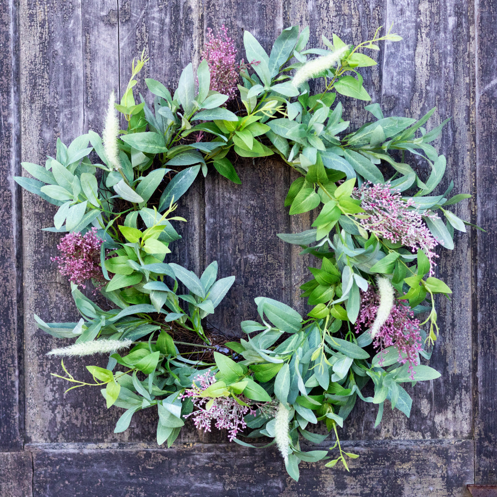 Olive Leaves and Cattail Wreath