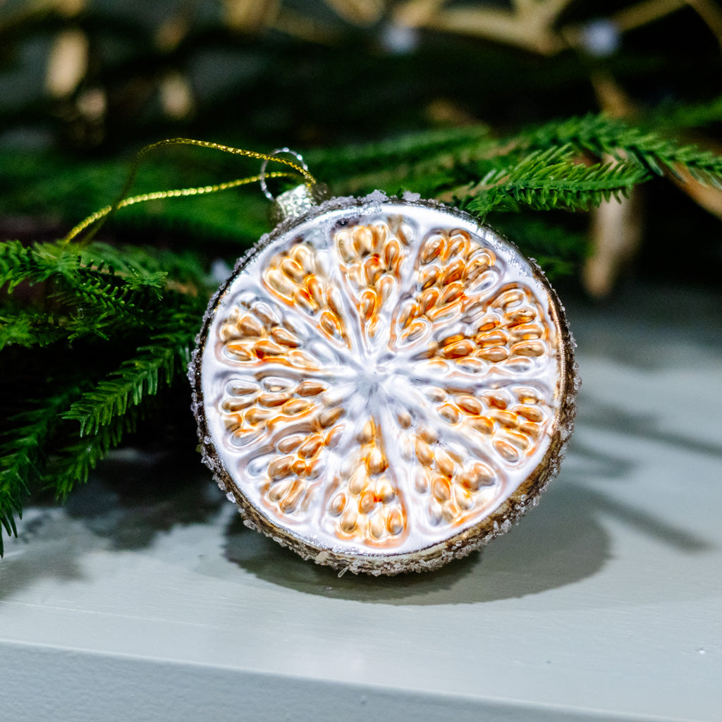 Glass Sliced Orange Fruit Ornament
