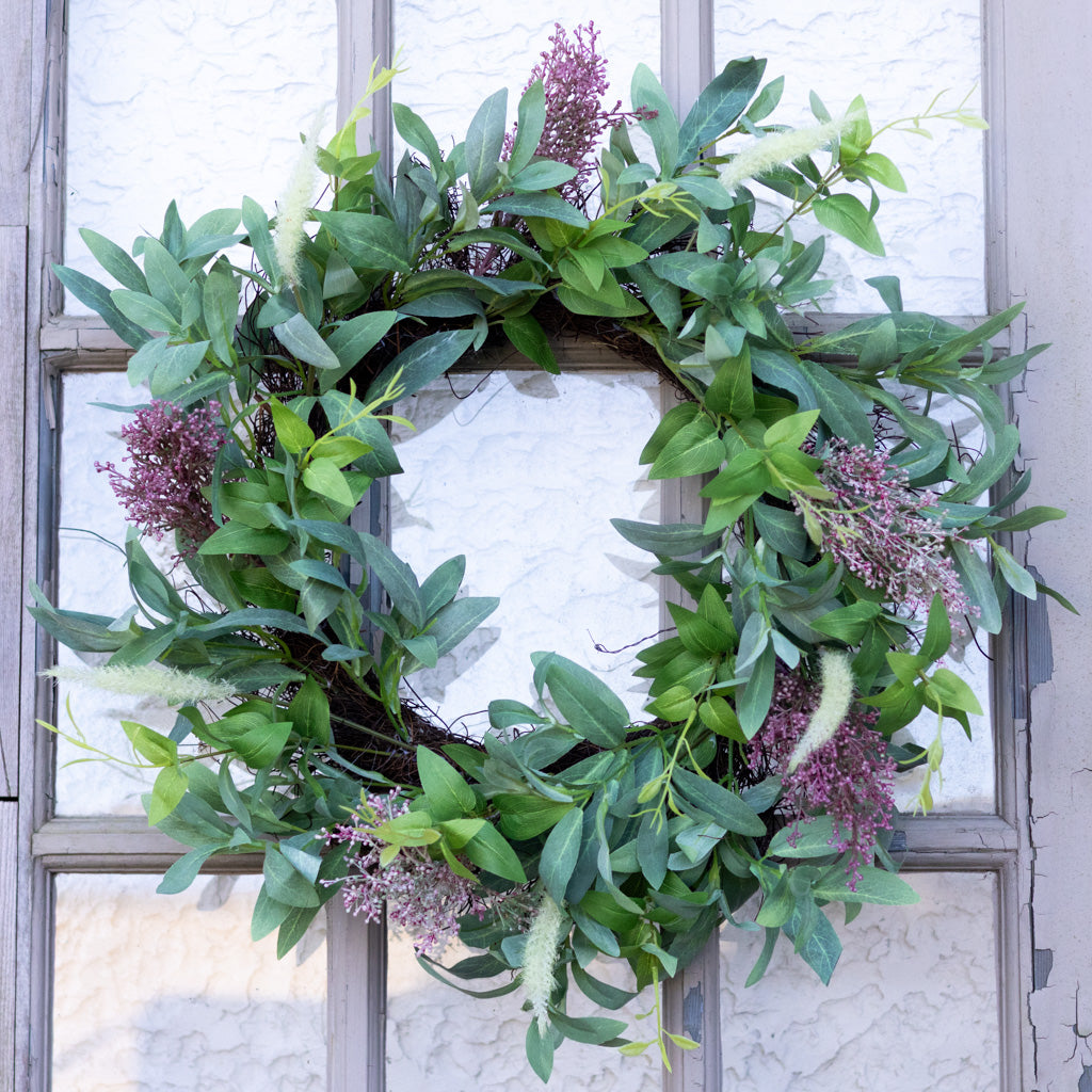 Olive Leaves and Cattail Wreath