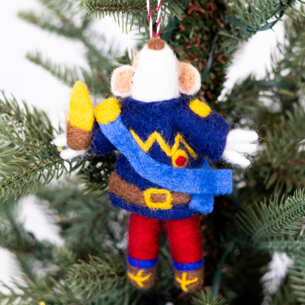 Felt Regal Mouse Blue Jacket Ornament