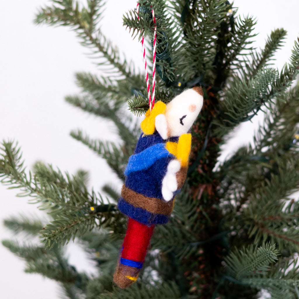 Felt Regal Mouse Blue Jacket Ornament