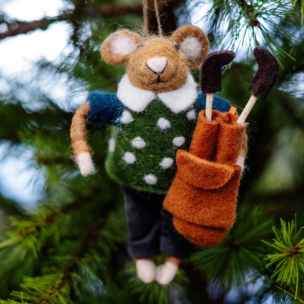 Wool Polka Dot Sweater Golfer Ornament