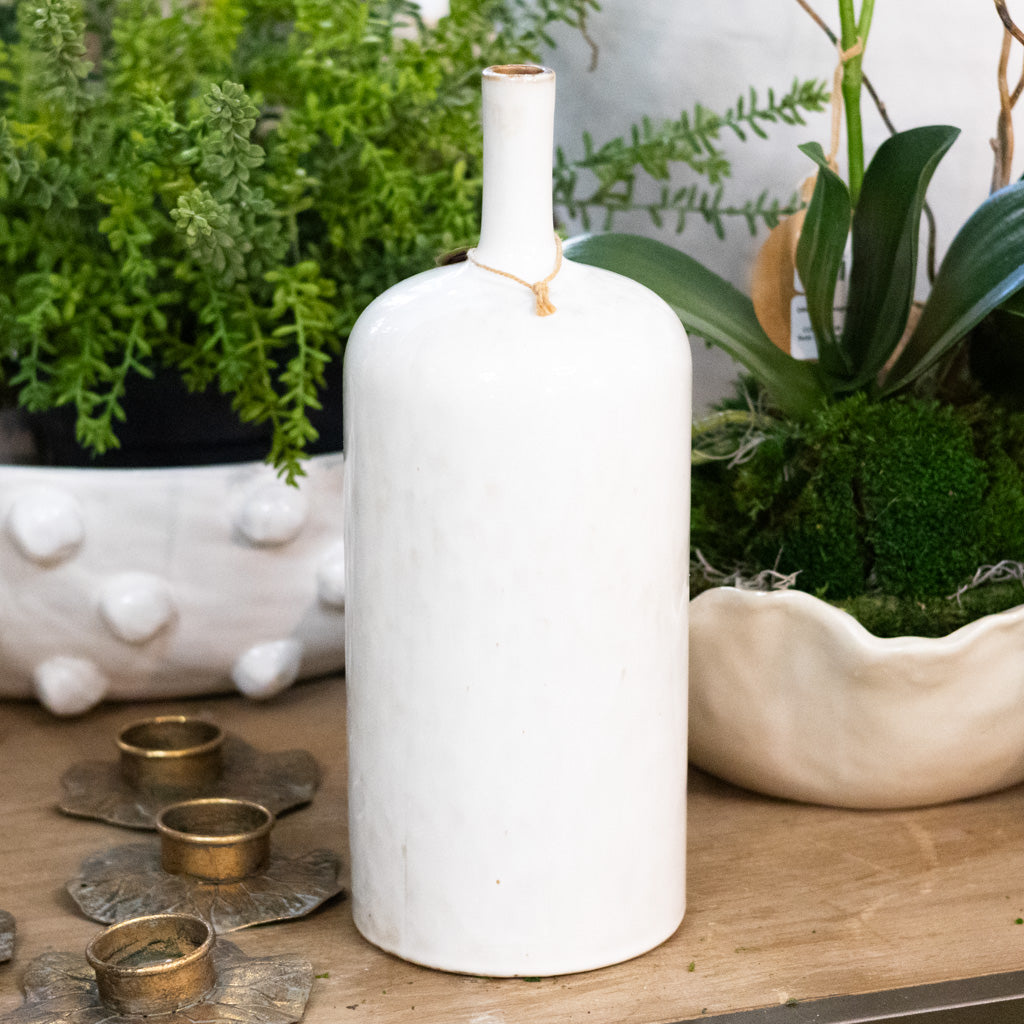Stoneware Vase White Tall