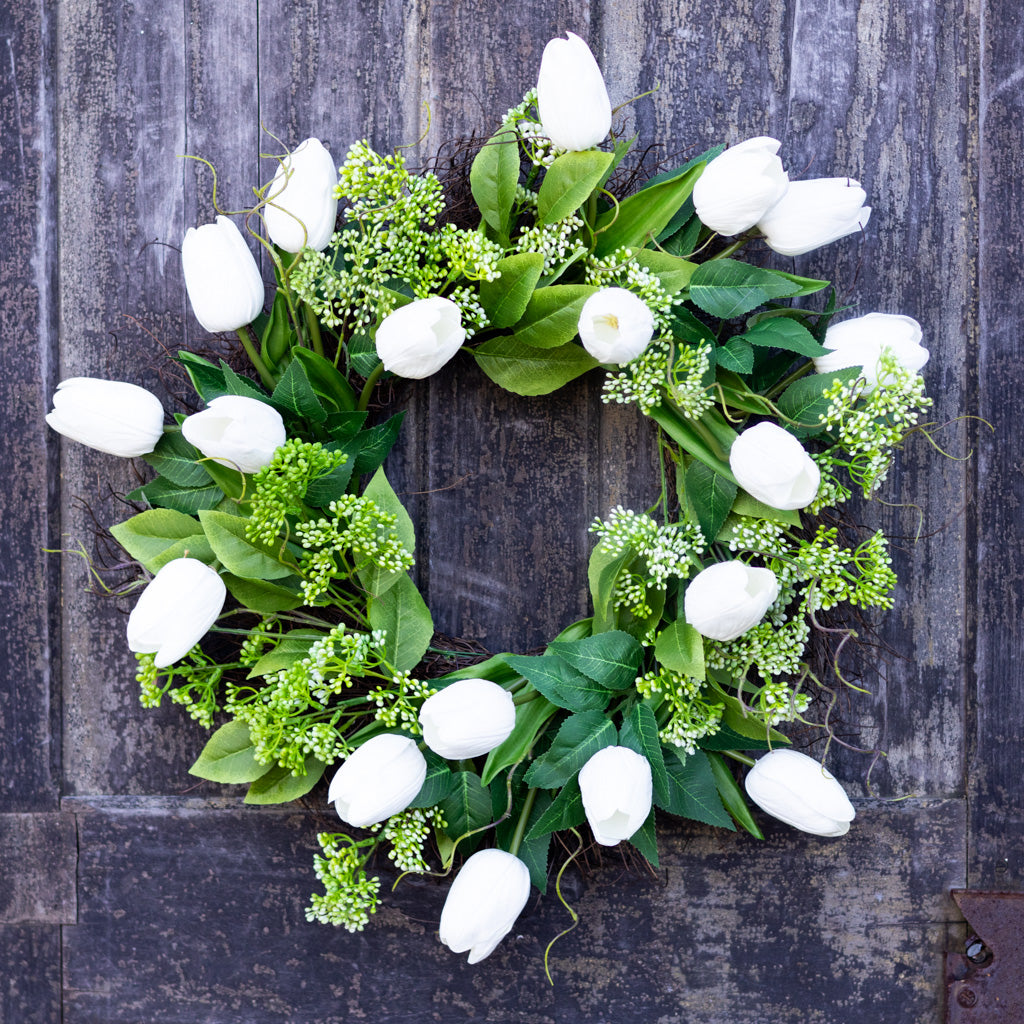 Seeded Berry and White Tulip Wreath