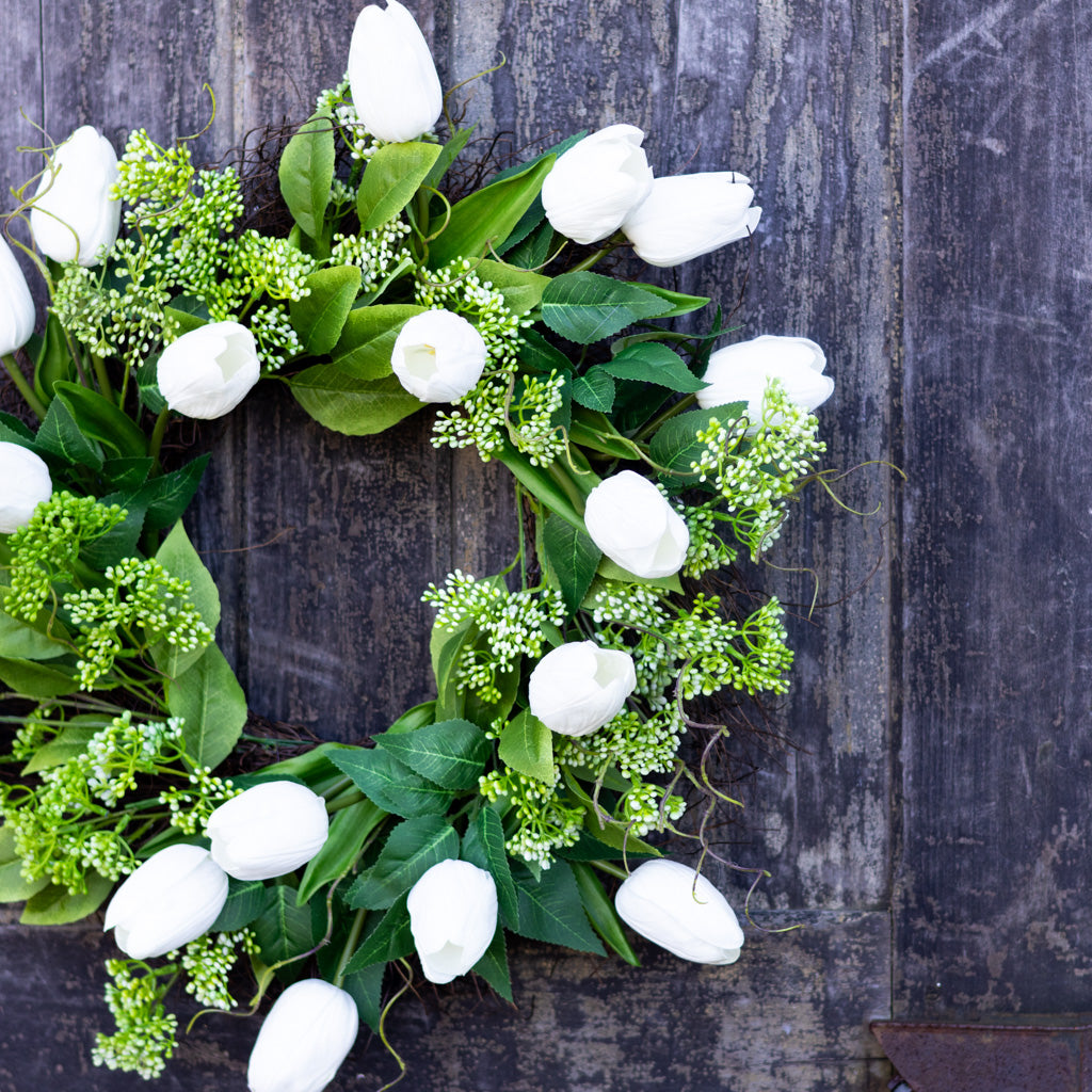 Seeded Berry and White Tulip Wreath