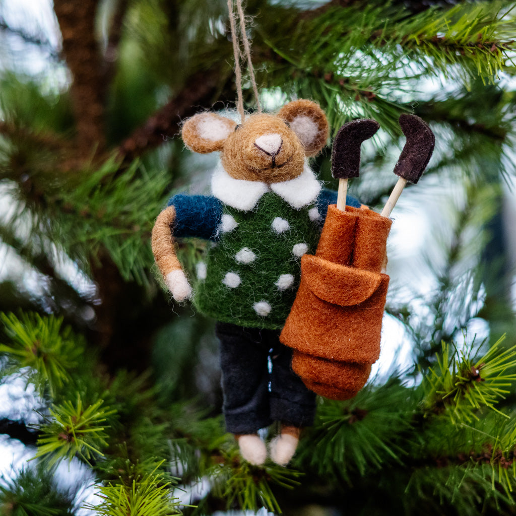 Wool Polka Dot Sweater Golfer Ornament
