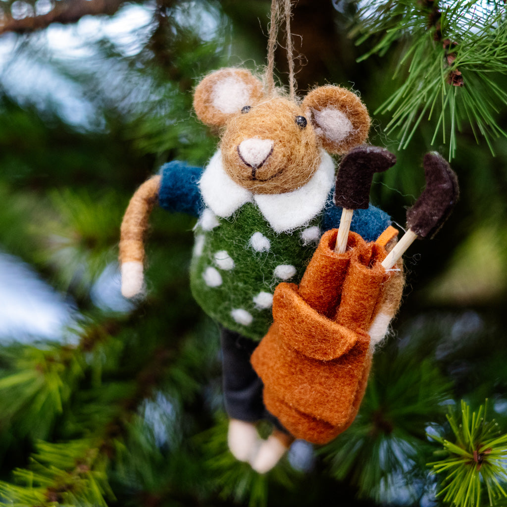 Wool Polka Dot Sweater Golfer Ornament