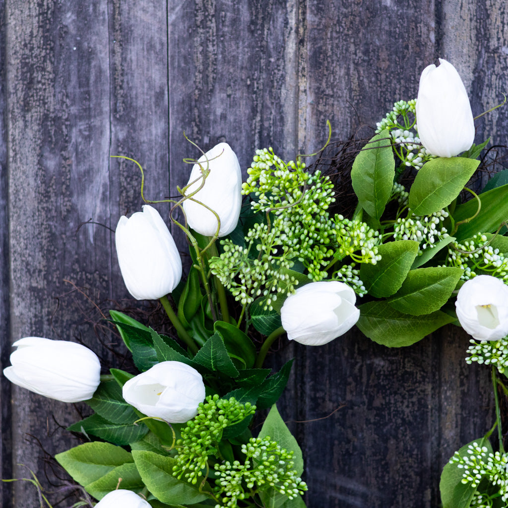 Seeded Berry and White Tulip Wreath