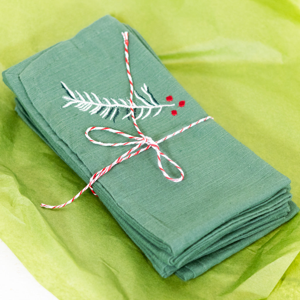 Set of Four Alpine Green Napkins