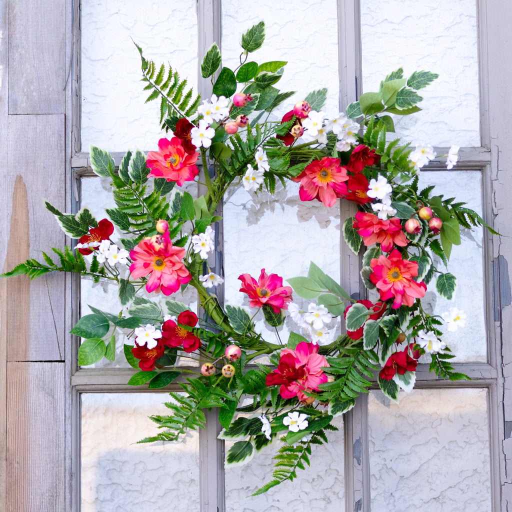 Mixed Flower and Currant Berry Wreath
