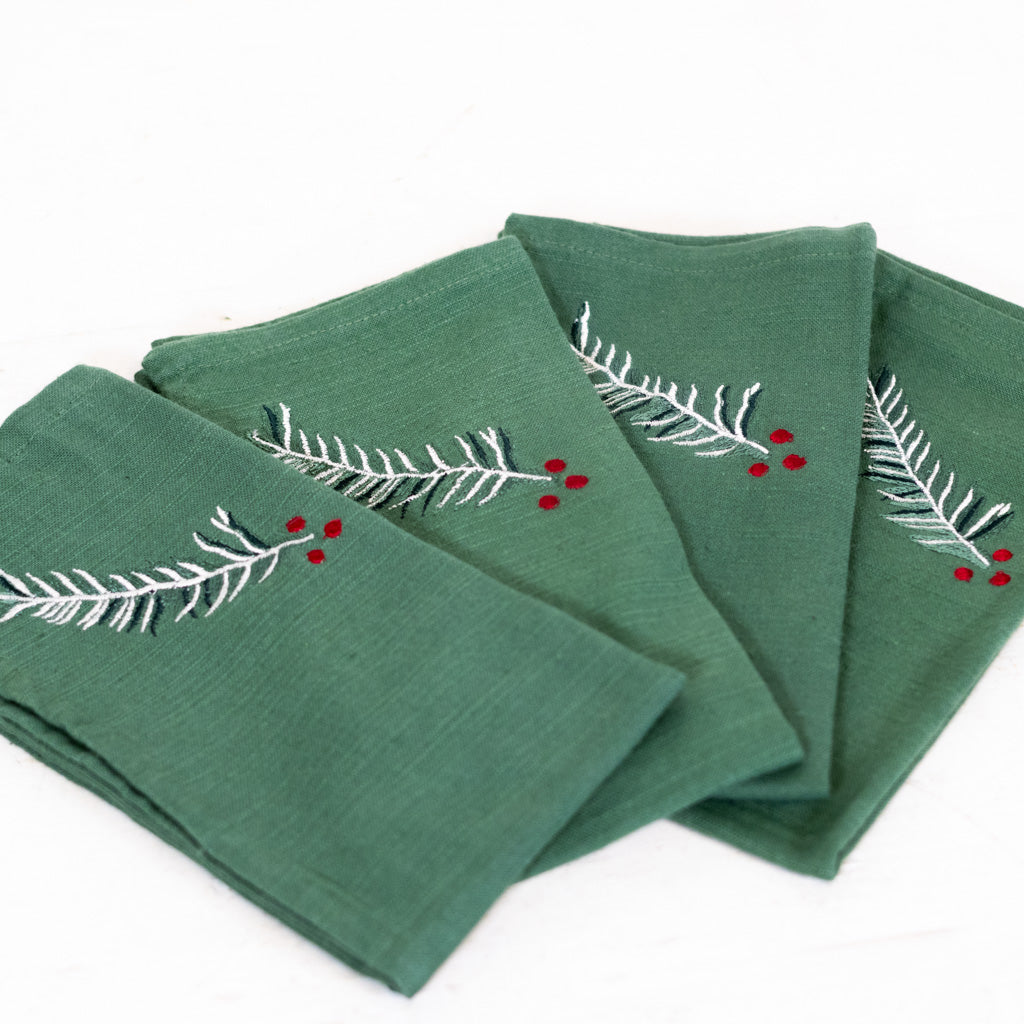 Set of Four Alpine Green Napkins