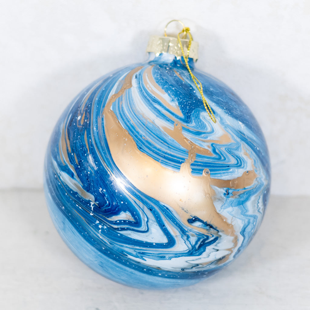 Painted Blue Ball Ornament