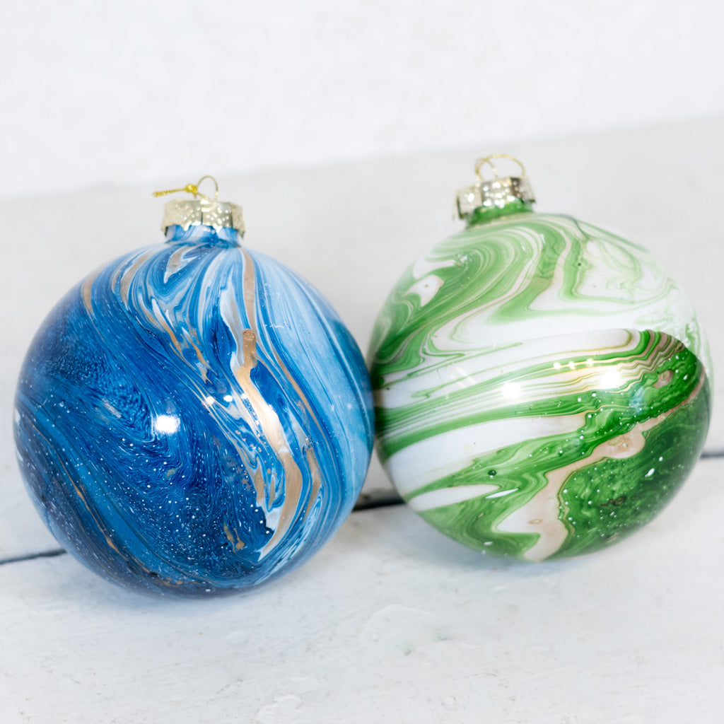 Painted Blue Ball Ornament
