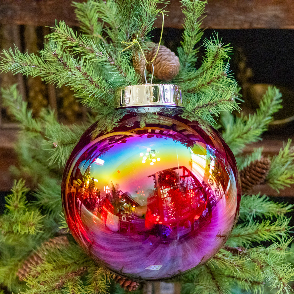 Large Red Seamless Iridescent Ball Ornament