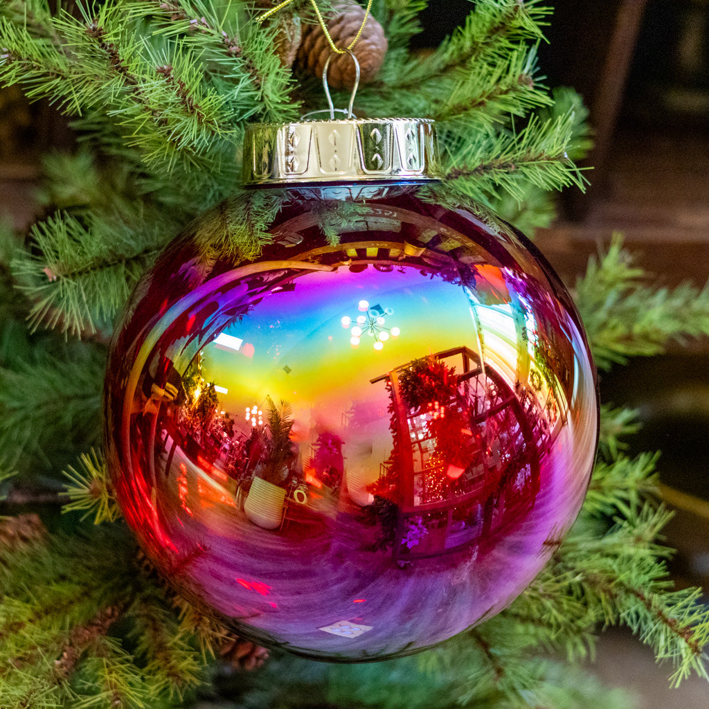 Large Red Seamless Iridescent Ball Ornament