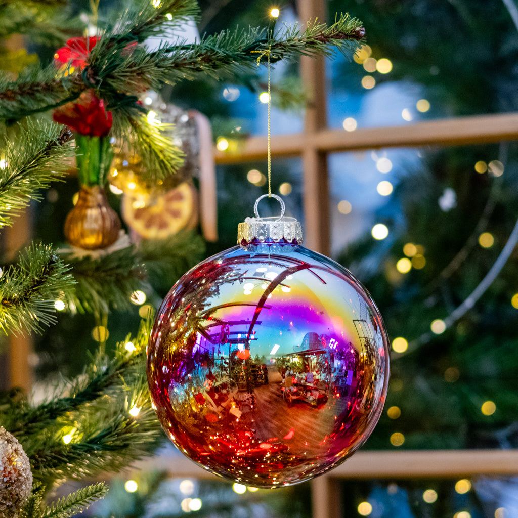 Small Red Seamless Iridescent Ball Ornament