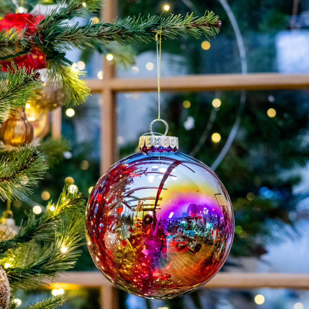 Small Red Seamless Iridescent Ball Ornament