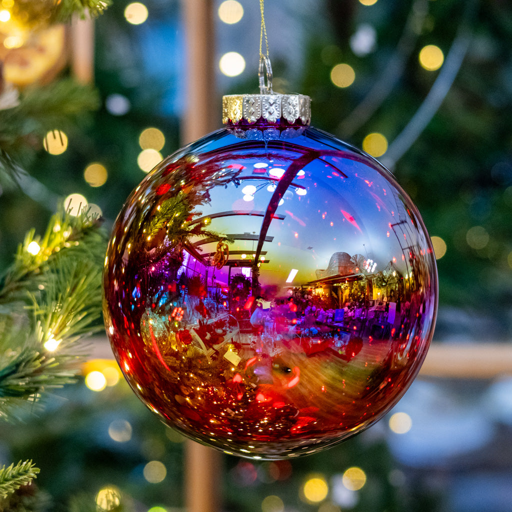 Small Red Seamless Iridescent Ball Ornament