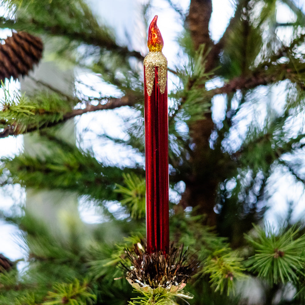 Red Mercury Glass Candle Ornament