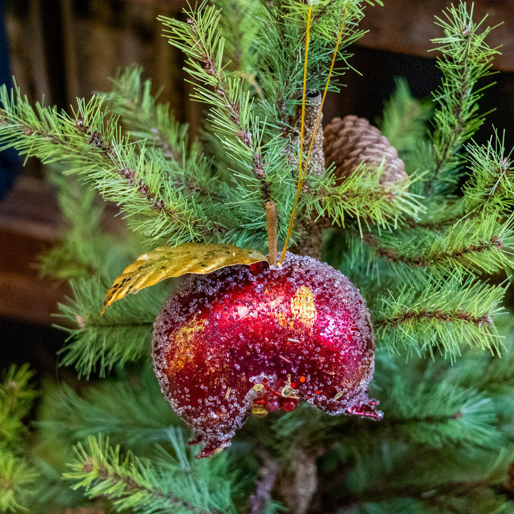 Jeweled Gold Leaf Pomegranate Ornament