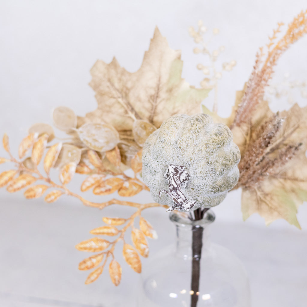 Washed Pumpkin Foliage and Seed Beige Pick