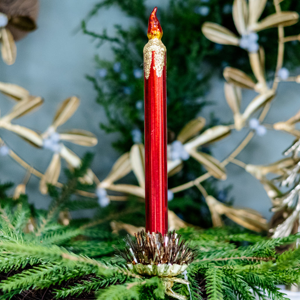 Red Mercury Glass Candle Ornament