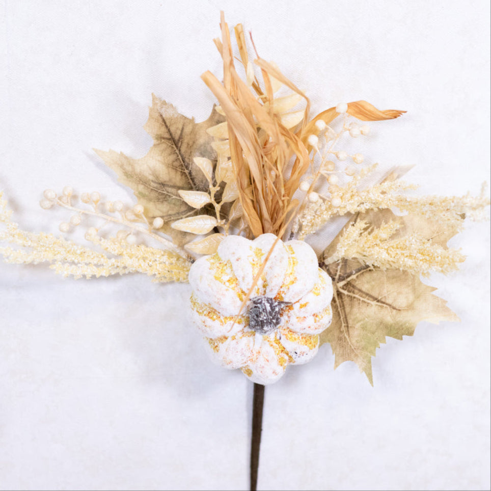 Washed Pumpkin Maple Leaf and Seed Gold Beige Pick