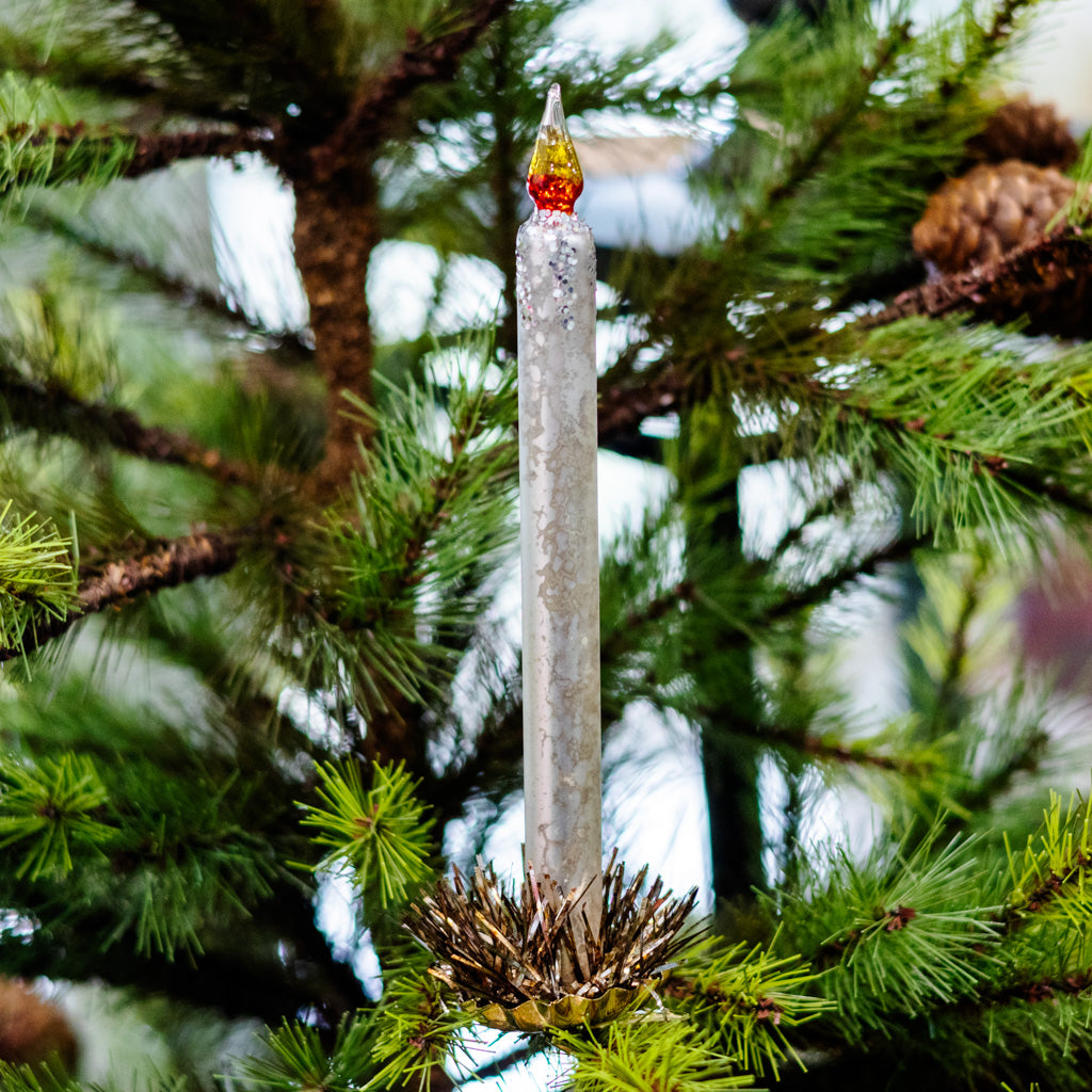 Silver Mercury Glass Candle Ornament