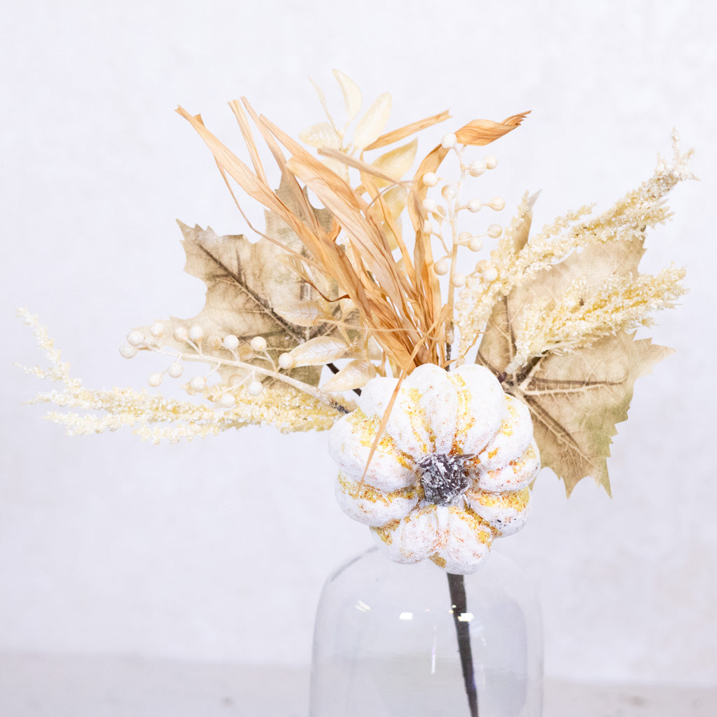 Washed Pumpkin Maple Leaf and Seed Gold Beige Pick