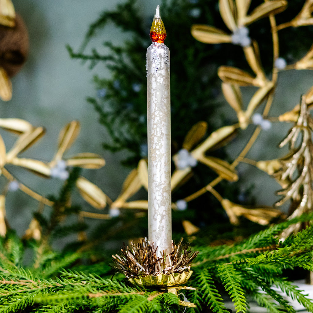 Silver Mercury Glass Candle Ornament